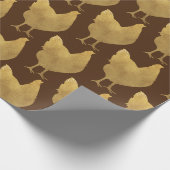 Papier Cadeau Poulets d'or (Coin)