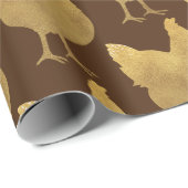 Papier Cadeau Poulets d'or (Coin rond)