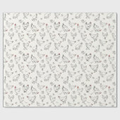 Papier Cadeau Poulets en encre (Plat)