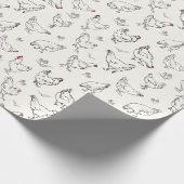 Papier Cadeau Poulets en encre (Coin)