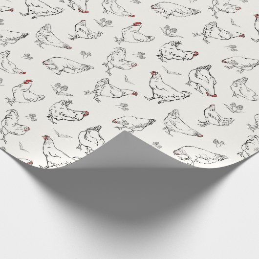 Papier Cadeau Poulets en encre (Coin)