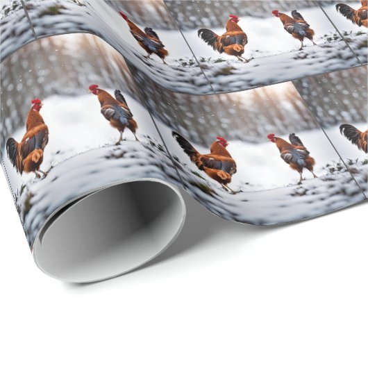 Papier Cadeau Poulets En Neige (Coin rond)