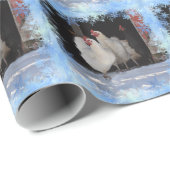 Papier Cadeau Poulets et flocons de neige (Coin rond)