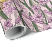 Papier Cadeau Poulets et hyacinthes roses (Coin rond)