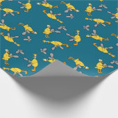 Papier Cadeau Poulets et tronçonneuses bleus (Coin)