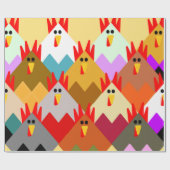Papier Cadeau Poulets inspirés par les courtepointes (Plat)