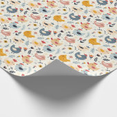 Papier Cadeau Poulets mignons dans la ferme (Coin)