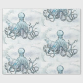Papier Cadeau Poulpe bleu de Matt enveloppant Papger (Plat)