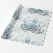 Papier Cadeau Poulpe bleu de Matt enveloppant Papger (Déroulé)