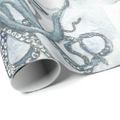 Papier Cadeau Poulpe bleu de Matt enveloppant Papger (Coin rond)