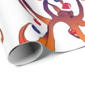 Papier Cadeau Poulpe de Père Noël (Coin rond)