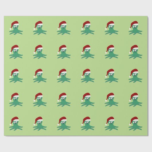Papier Cadeau Poulpe mignon de Père Noël (Plat)