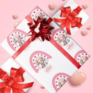 Papier Cadeau Poupée chien patch, cœur mignon arc-en-ciel, Saint
