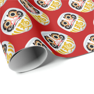 Papier Cadeau Poupée Daruma (charme traditionnel japonais de bon