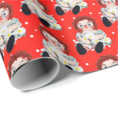 Papier Cadeau Poupée de sac avec marguerites sur Pois (Coin rond)