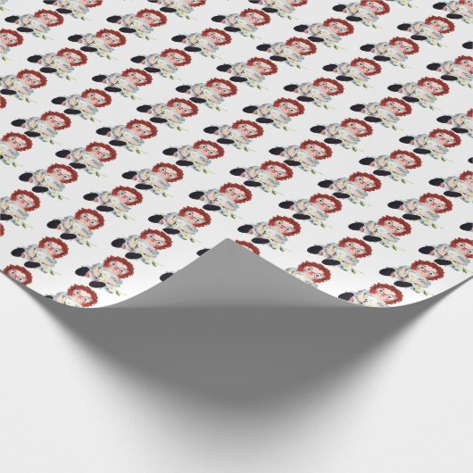 Papier Cadeau Poupée de vieux cerf avec bouquet de marguerite (Coin)