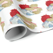 Papier Cadeau poupée de vieux chiffon et ours en peluche se serr (Coin rond)