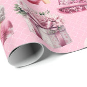 Papier Cadeau Poupée rose de Noël, Conception de camion d'arbre (Coin rond)