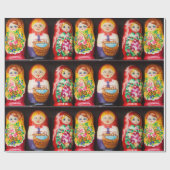 Papier Cadeau Poupées colorées de Matryoshka (Plat)