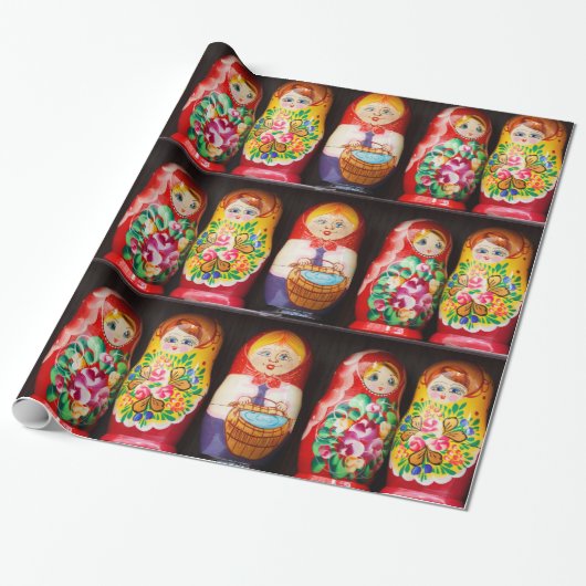 Papier Cadeau Poupées colorées de Matryoshka (Déroulé)