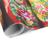 Papier Cadeau Poupées colorées de Matryoshka (Coin rond)