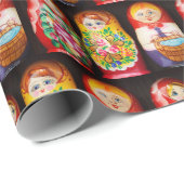 Papier Cadeau Poupées colorées Matryoshka (Coin rond)