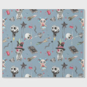 Papier Cadeau Poupées et attributs de la Vooddoo d'Halloween (Plat)