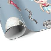 Papier Cadeau Poupées et attributs de la Vooddoo d'Halloween (Coin rond)