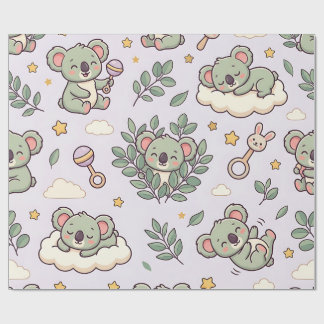 Papier cadeau pour Baby Shower Koala Eucalyptus