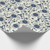 Papier Cadeau Pour Banjo Players Blue et Cream Folk Art Motif (Coin)