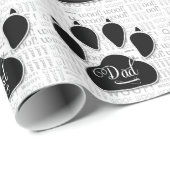 Papier Cadeau pour DAD Black Dog Paw sur Woof Arrière - plan (Coin rond)