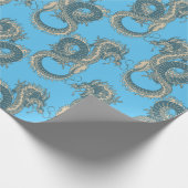 Papier cadeau pour dragon bleu d'Asie Vintage (Coin)