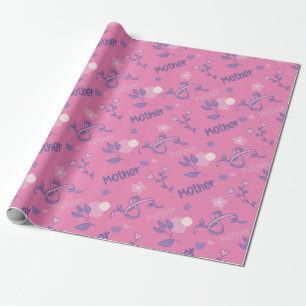 Papier cadeau pour la fête des mères rose et lilas