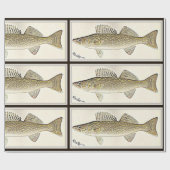 Papier Cadeau Pour le pêcheur - une conception de brochets (Plat)