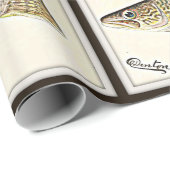 Papier Cadeau Pour le pêcheur - une conception de brochets (Coin rond)