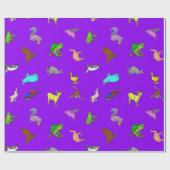 Papier Cadeau Pourpre animal d'amusement (Plat)