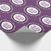 Papier Cadeau POURPRE avec le nom fait sur commande V6 de 30ème (Coin)