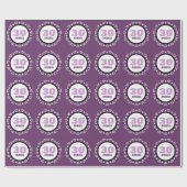 Papier Cadeau POURPRE avec le nom fait sur commande V6 de 30ème (Plat)