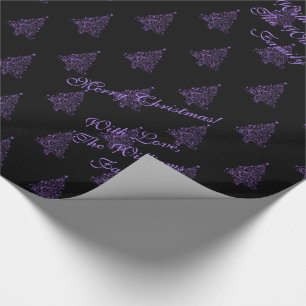 Papier Cadeau Pourpre élégant de noir de motif d'arbre de Noë