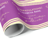 Papier Cadeau Pourpre et or, classe de 2016, personnalisée (Coin rond)