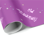 Papier Cadeau Pourpre étoilé et or d'Eid Mubarak (Coin rond)