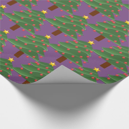 Papier Cadeau Pourpre vert de Thunder_Cove de motif d'arbre de (Coin)