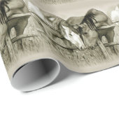 Papier Cadeau Pousser du nez de deux chevaux : Art d'original de (Coin rond)