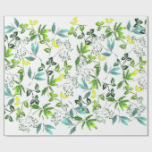 Papier Cadeau Pousses botaniques vertes (Plat)