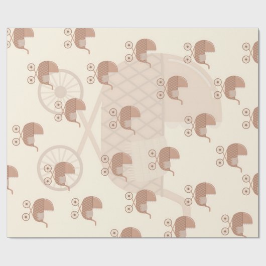 Papier Cadeau Poussette pour bébé mignon (Plat)