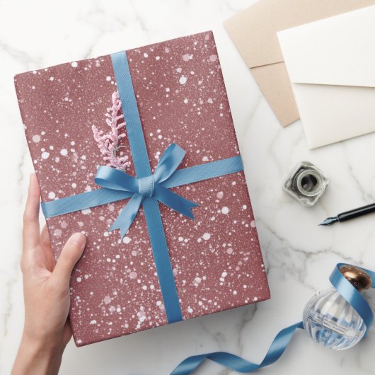 Papier Cadeau Poussière Rose Romantique Motif Paillettes Blanche (Cadeaux)
