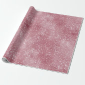 Papier Cadeau Poussière Rose Romantique Motif Paillettes Blanche (Déroulé)