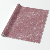 Papier Cadeau Poussière Rose Romantique Motif Paillettes Blanche (Déroulé)
