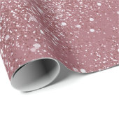 Papier Cadeau Poussière Rose Romantique Motif Paillettes Blanche (Coin rond)