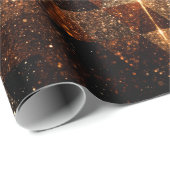 Papier Cadeau Poutre d'or dans l'univers brillant géométrique (Coin rond)